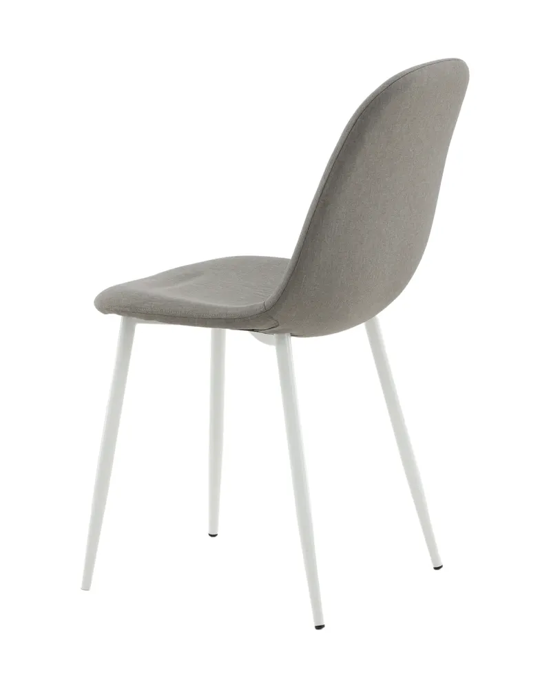Polar Esszimmerstühle im 2er-Set in Grau, Gestell Weiß, Polyester in Leinenoptik, Ansicht 7