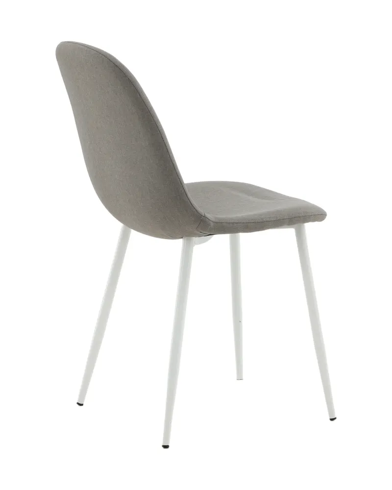 Polar Esszimmerstühle im 2er-Set in Grau, Gestell Weiß, Polyester in Leinenoptik, Ansicht 9