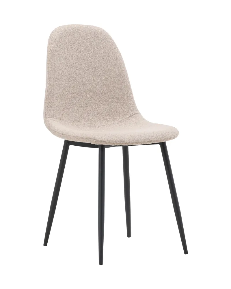 Polar Esszimmerstühle im 2er-Set in Beige, Gestell Schwarz, Polyester-Bouclé, Ansicht 2
