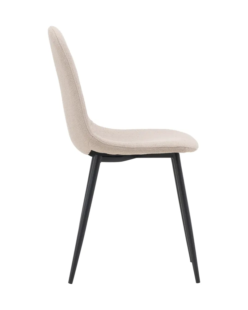 Polar Esszimmerstühle im 2er-Set in Beige, Gestell Schwarz, Polyester-Bouclé, Ansicht 3