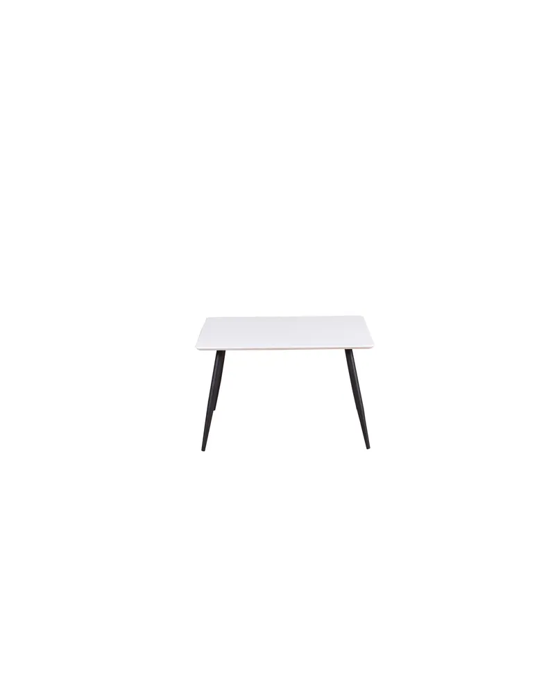 Polar rechteckiger Kindertisch 80 × 60 cm mit Stahlbeinen, Weiß, Gestell Schwarz