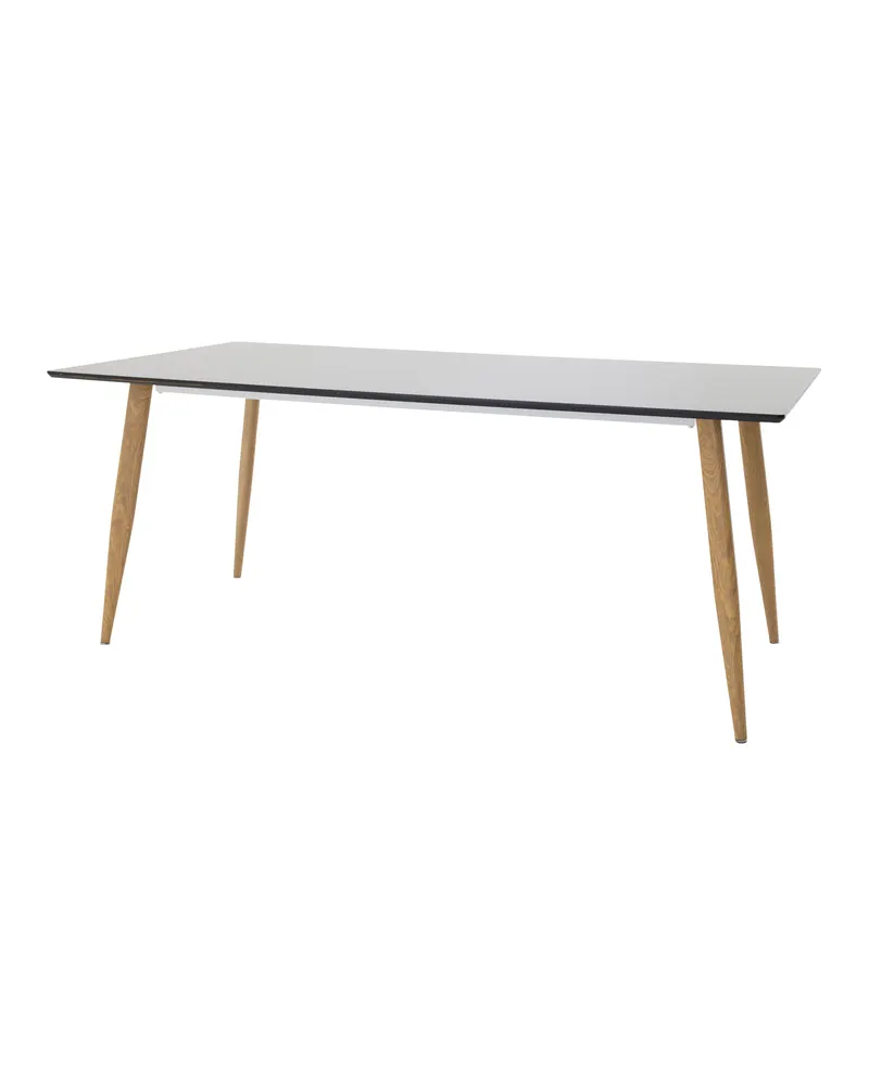 Polar rechteckiger Esstisch mit Stahlbeinen in 180 × 90 cm, Schwarz, Gestell Natur, Ansicht 1