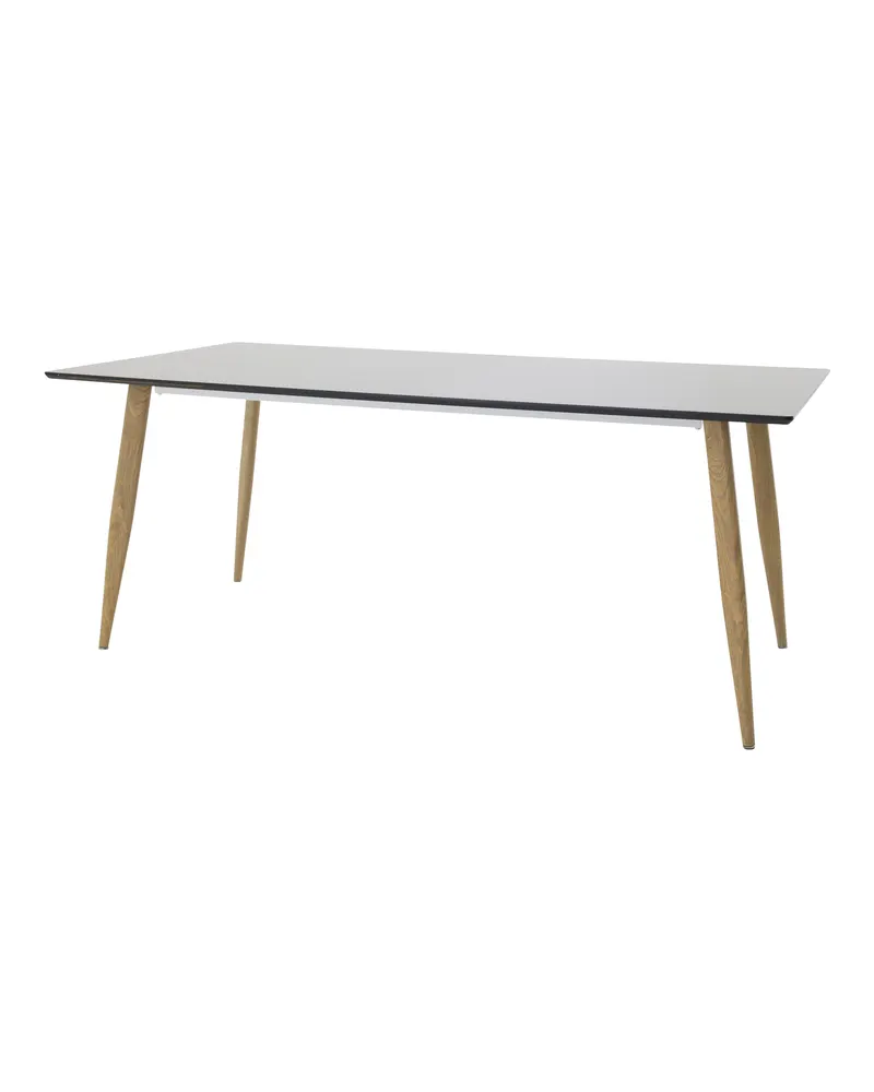 Polar rechteckiger Esstisch mit Stahlbeinen in 180 × 90 cm, Schwarz, Gestell Natur, Ansicht 2
