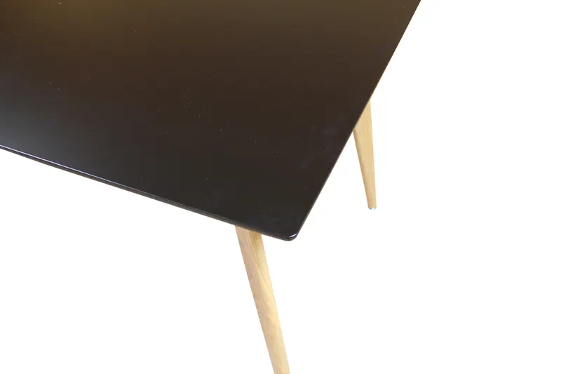 Polar rechteckiger Esstisch mit Stahlbeinen in 180 × 90 cm, Schwarz, Gestell Natur, Ansicht 3