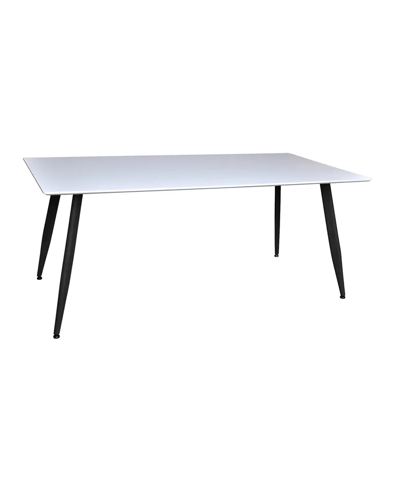 Polar rechteckiger Esstisch mit Stahlbeinen in 180 × 90 cm, Weiß, Gestell Schwarz
