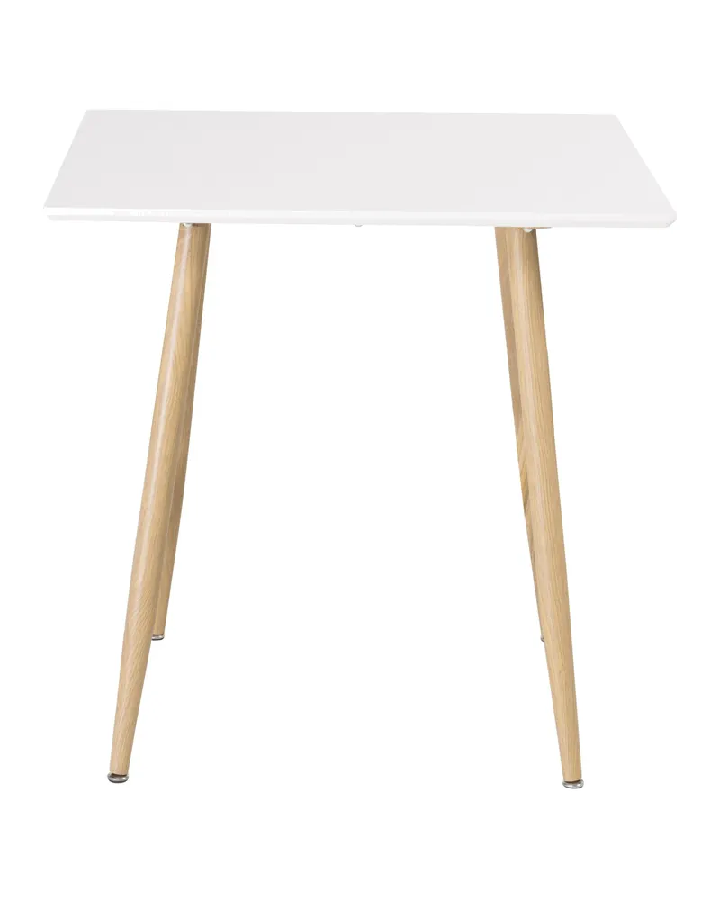 Polar rechteckiger Esstisch mit Stahlbeinen in 75 × 75 cm, Weiß, Gestell Natur