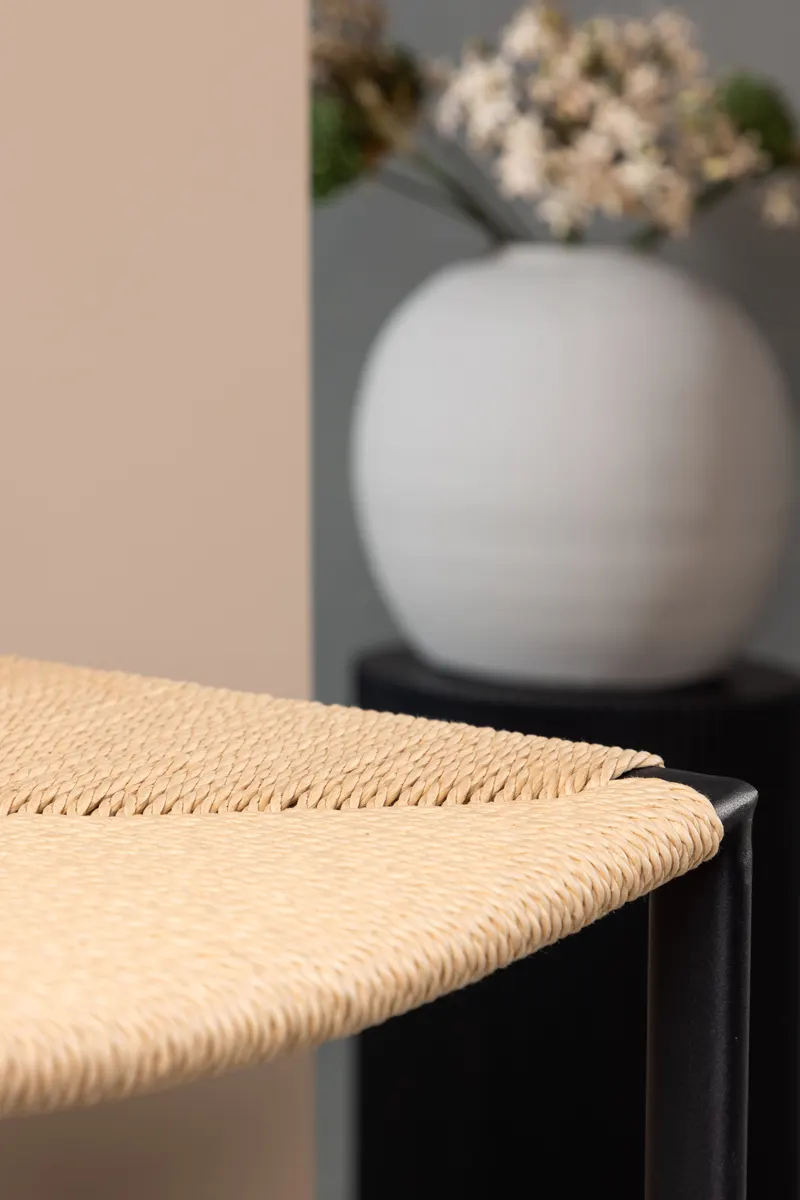 Polly Barhocker ohne Lehne im 2er-Set in Natur, Gestell Schwarz, Rattan, im Wohnraum, Ansicht 3