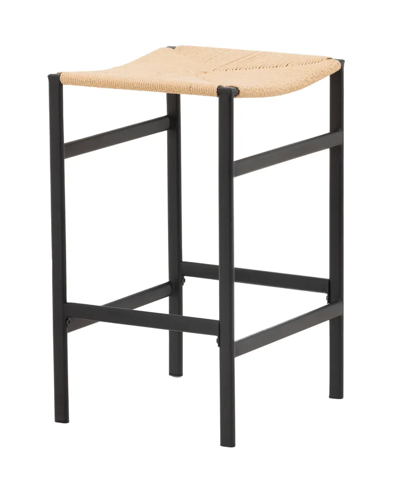 Polly Barhocker ohne Lehne im 2er-Set in Natur, Gestell Schwarz, Rattan, Ansicht 9