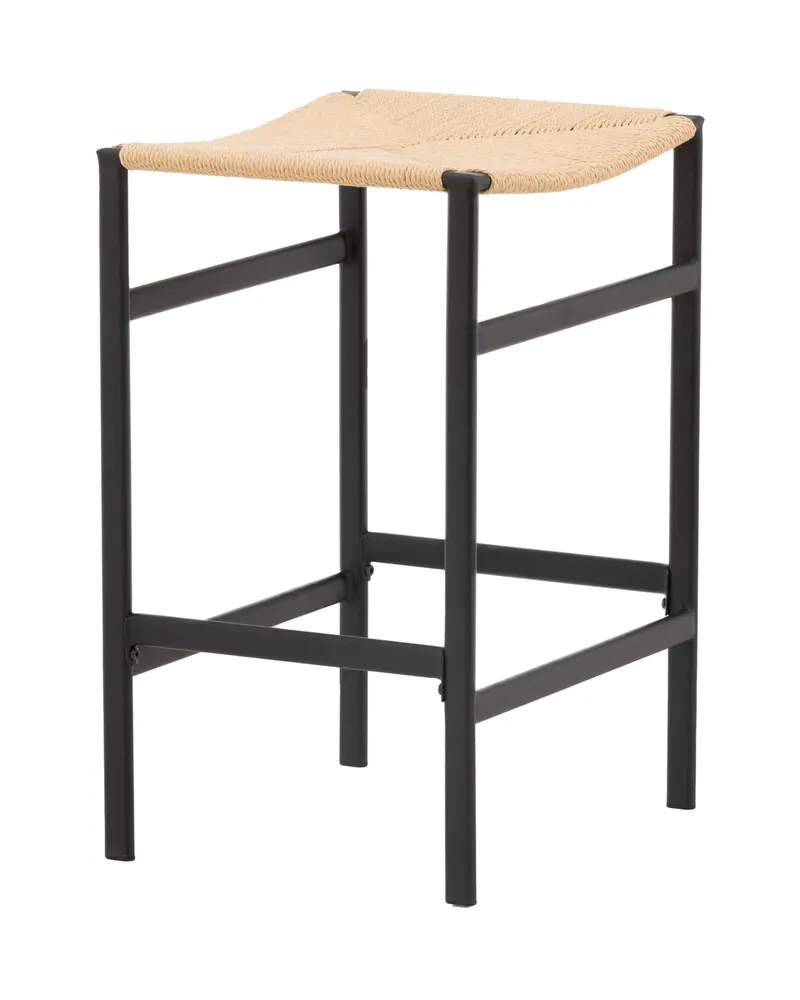 Polly Barhocker ohne Lehne im 2er-Set in Natur, Gestell Schwarz, Rattan, Ansicht 2
