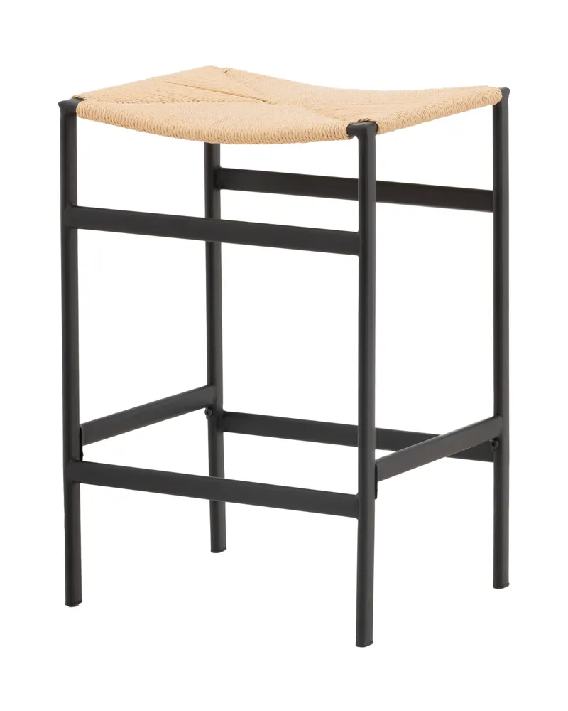 Polly Barhocker ohne Lehne im 2er-Set in Natur, Gestell Schwarz, Rattan, Ansicht 3