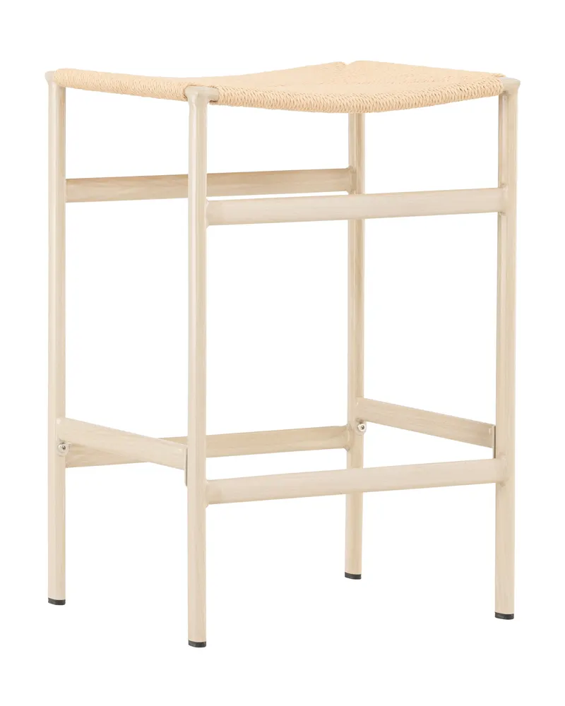 Polly Barhocker ohne Lehne im 2er-Set in Beige, Gestell Whitewash, Ansicht 1