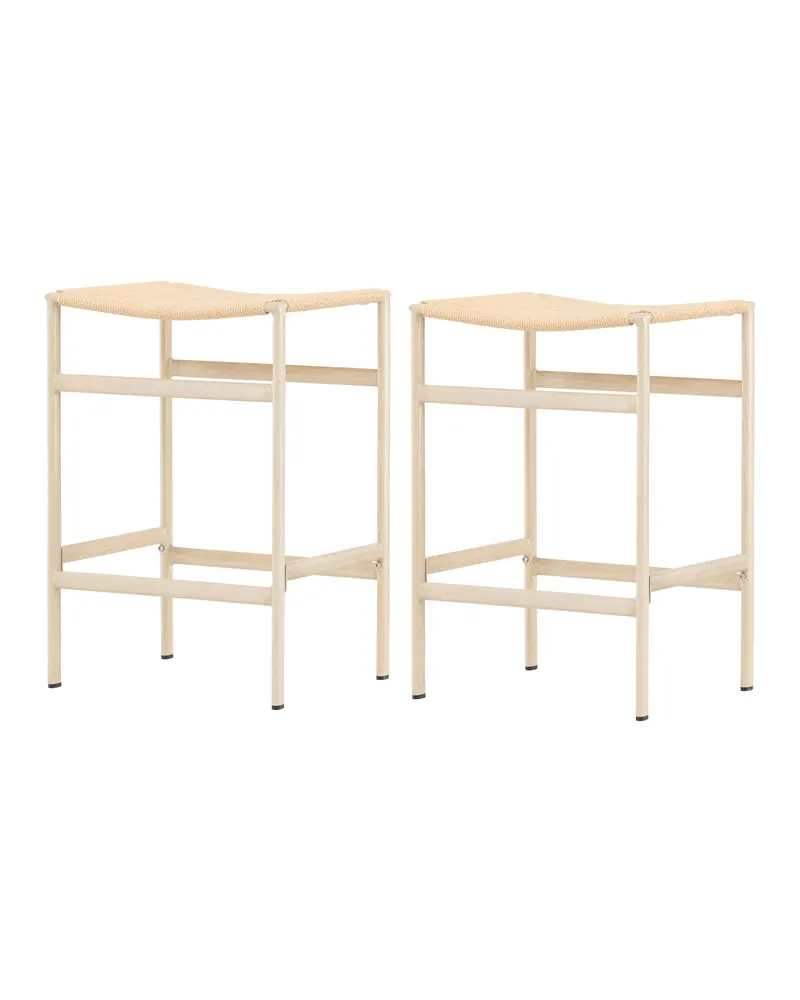 Polly Barhocker ohne Lehne im 2er-Set in Beige, Gestell Whitewash, Ansicht 4