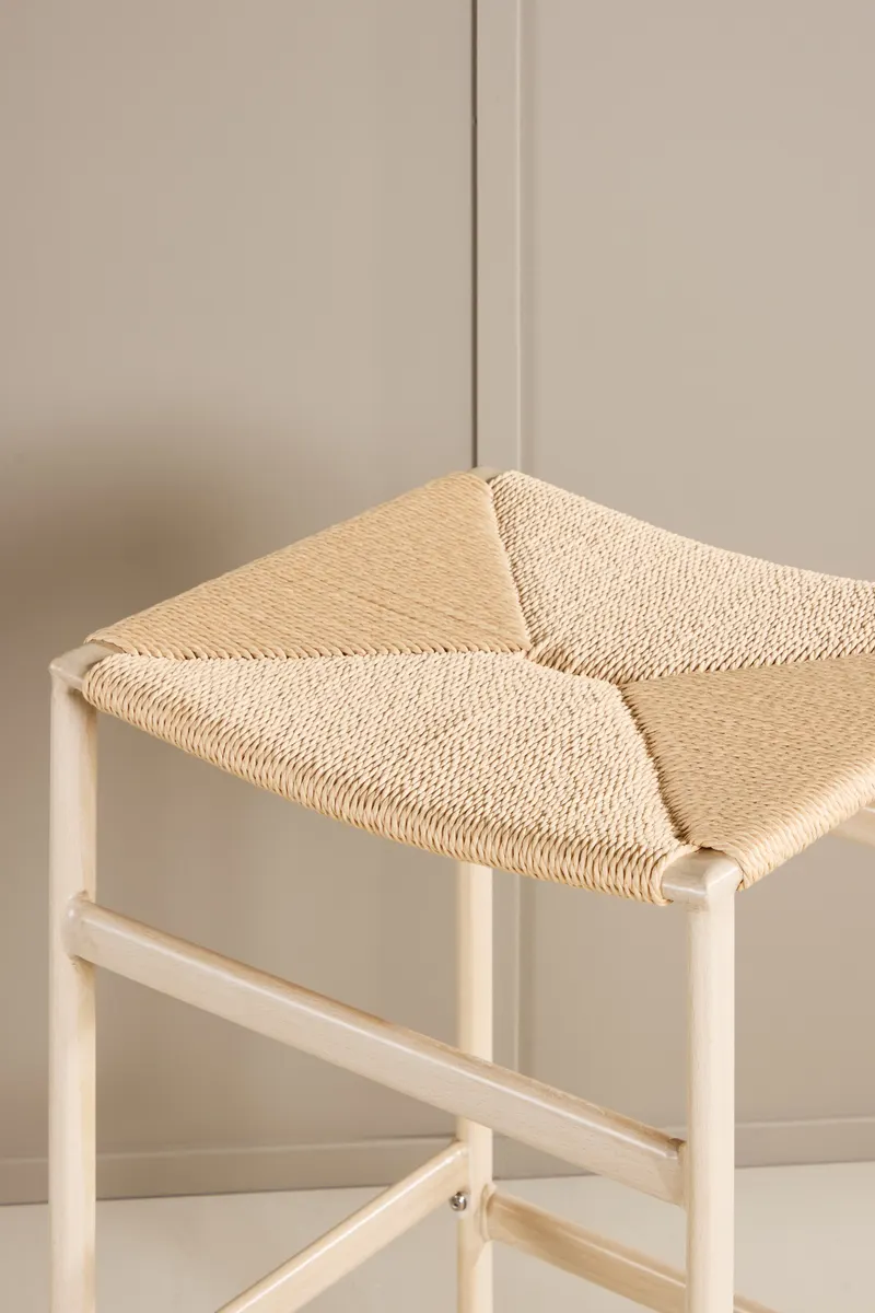 Polly Barhocker ohne Lehne im 2er-Set in Beige, Gestell Whitewash, im Wohnraum, Ansicht 2