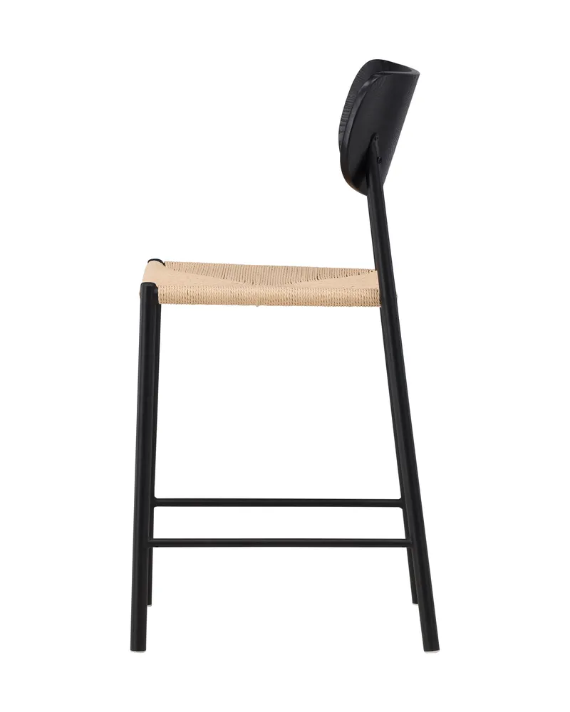 Polly Barhocker mit Lehne und Rattansitz in Beige, Gestell Schwarz, Ansicht 7