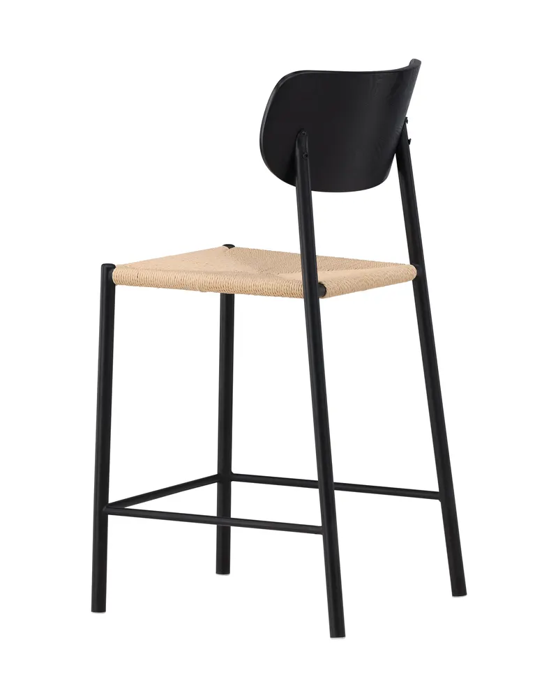 Polly Barhocker mit Lehne und Rattansitz in Beige, Gestell Schwarz, Ansicht 8