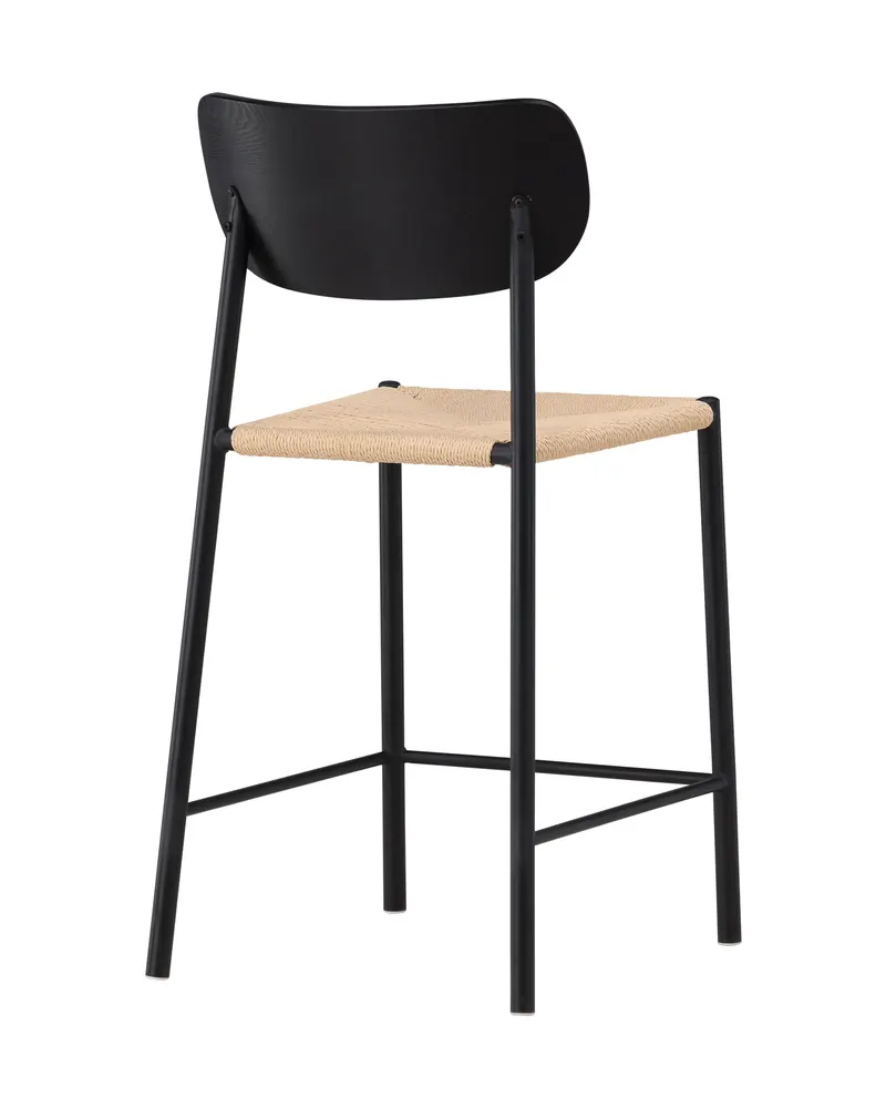 Polly Barhocker mit Lehne und Rattansitz in Beige, Gestell Schwarz, Ansicht 10