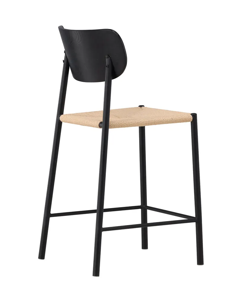 Polly Barhocker mit Lehne und Rattansitz in Beige, Gestell Schwarz, Ansicht 11