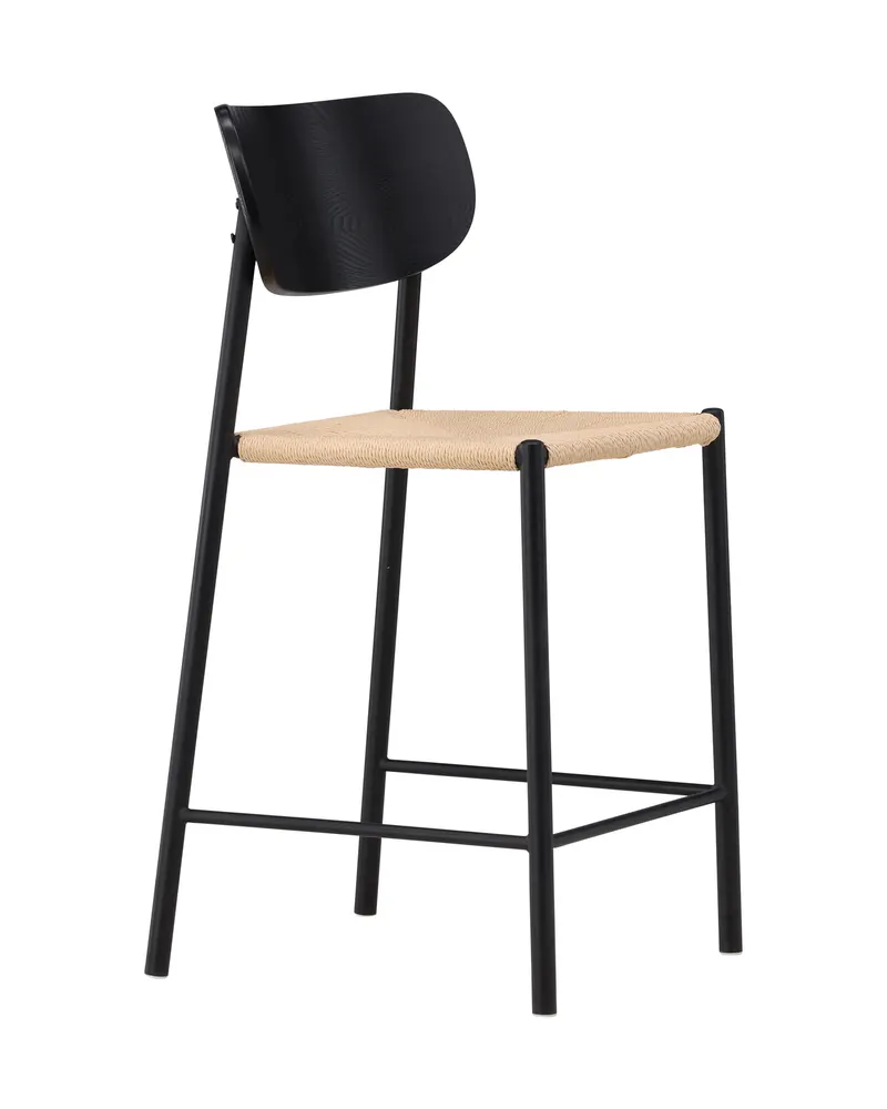 Polly Barhocker mit Lehne und Rattansitz in Beige, Gestell Schwarz, Ansicht 12