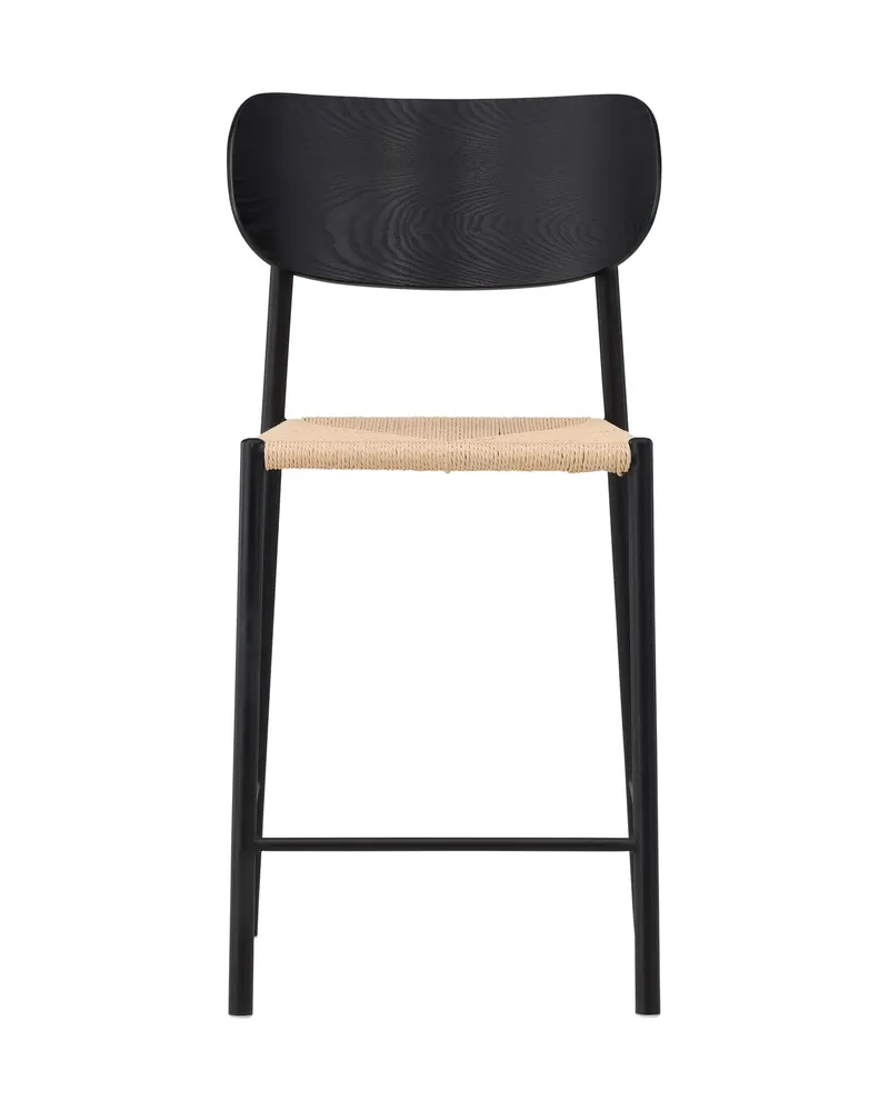 Polly Barhocker mit Lehne und Rattansitz in Beige, Gestell Schwarz, Ansicht 2