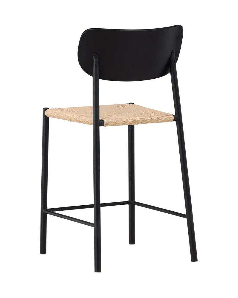 Polly Barhocker mit Lehne und Rattansitz in Beige, Gestell Schwarz, Ansicht 5