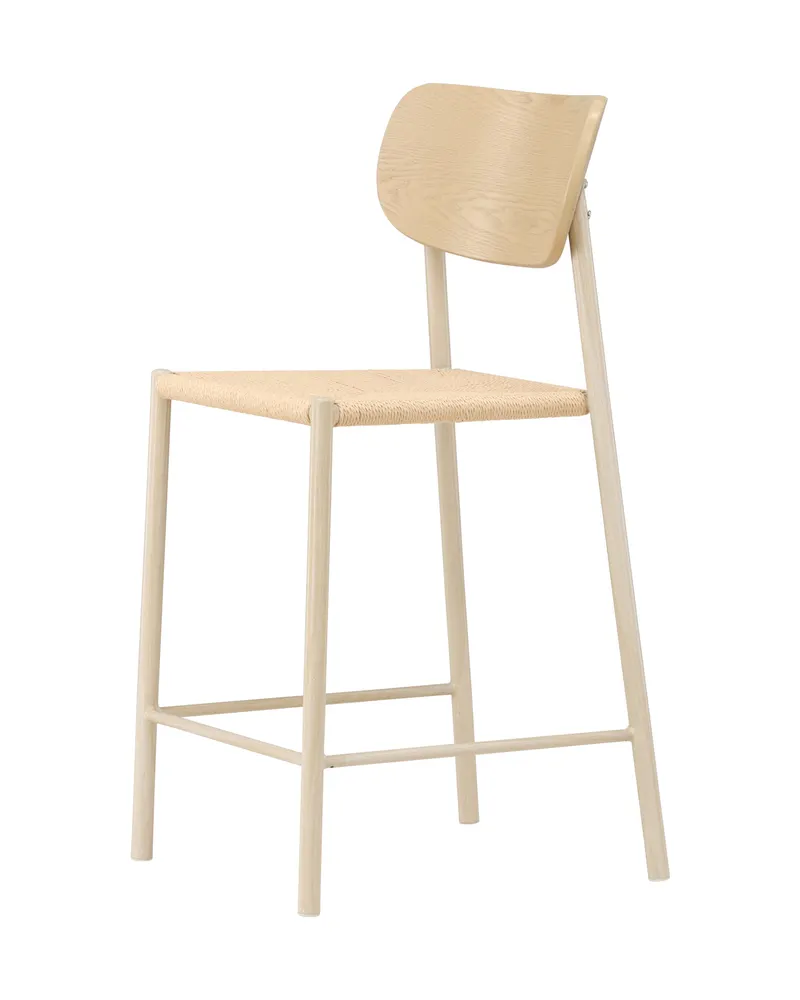 Polly Barhocker mit Lehne und Rattansitz in Beige, Gestell Whitewash, Ansicht 7