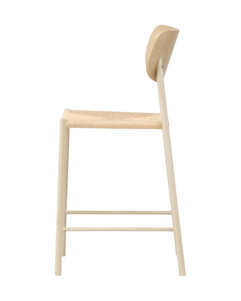 Polly Barhocker mit Lehne und Rattansitz in Beige, Gestell Whitewash, Ansicht 8
