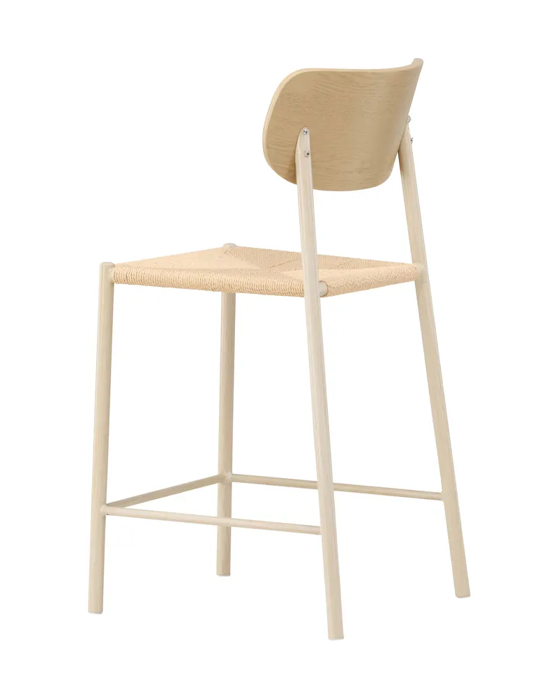 Polly Barhocker mit Lehne und Rattansitz in Beige, Gestell Whitewash, Ansicht 9