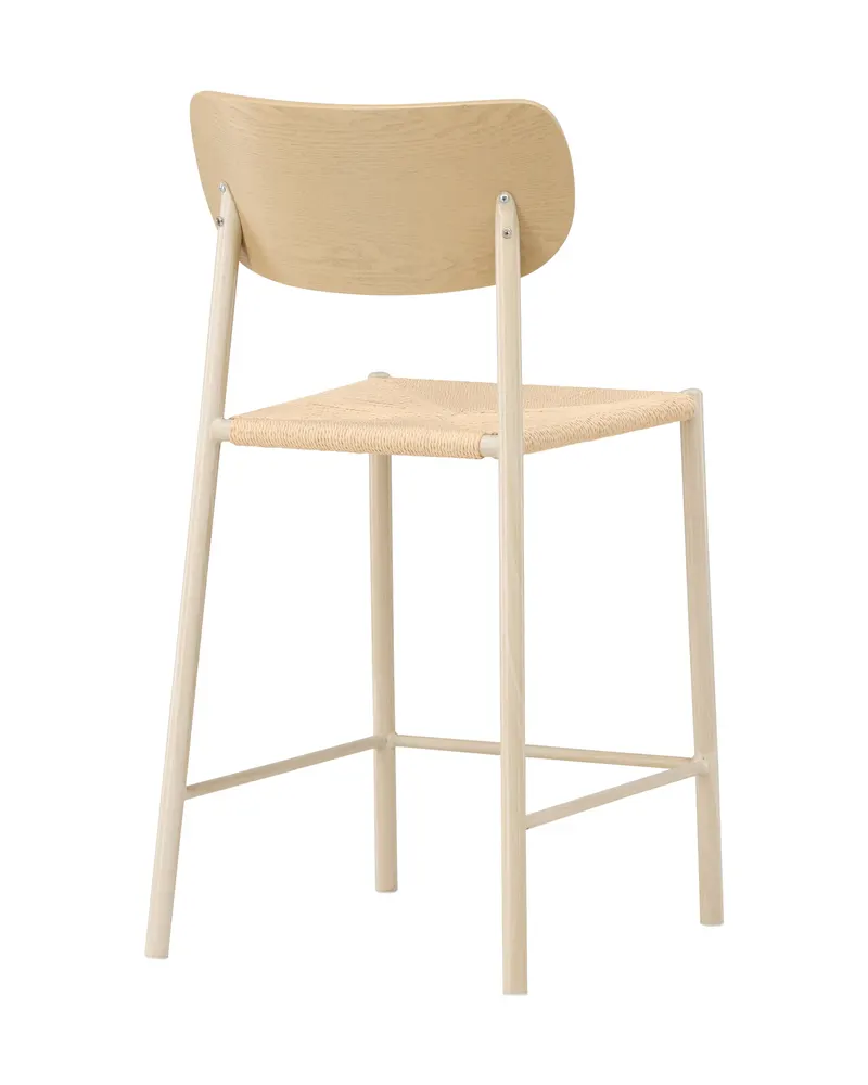 Polly Barhocker mit Lehne und Rattansitz in Beige, Gestell Whitewash, Ansicht 11