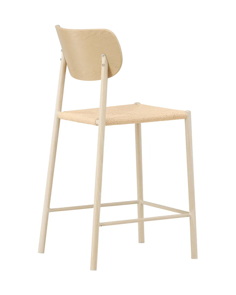 Polly Barhocker mit Lehne und Rattansitz in Beige, Gestell Whitewash, Ansicht 12