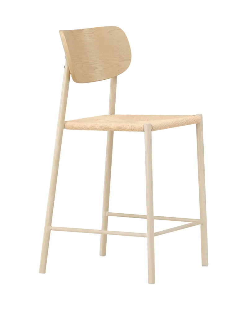 Polly Barhocker mit Lehne und Rattansitz in Beige, Gestell Whitewash, Ansicht 13