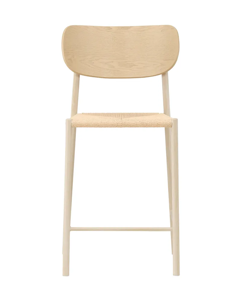 Polly Barhocker mit Lehne und Rattansitz in Beige, Gestell Whitewash, Ansicht 3