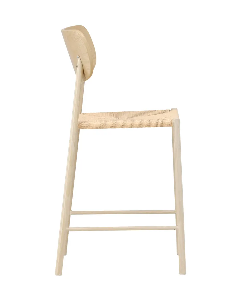 Polly Barhocker mit Lehne und Rattansitz in Beige, Gestell Whitewash, Ansicht 5