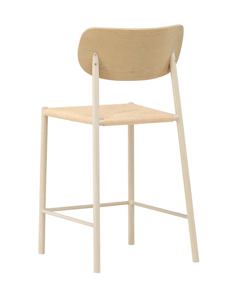 Polly Barhocker mit Lehne und Rattansitz in Beige, Gestell Whitewash, Ansicht 6