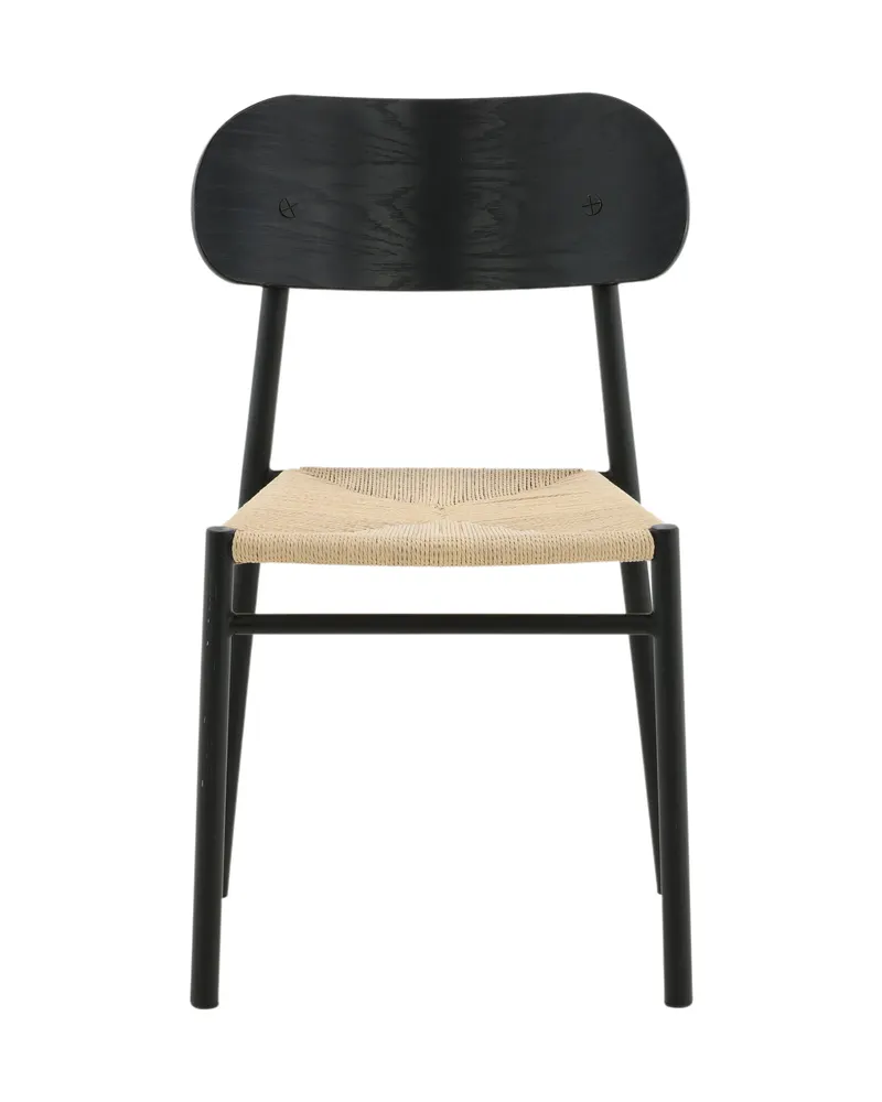 Polly stapelbarer Esszimmerstuhl in Natur, Gestell Schwarz, Rattan, Ansicht 1