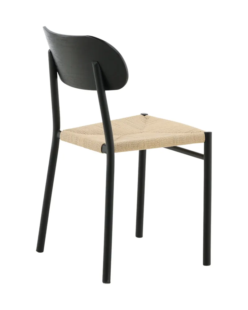 Polly stapelbarer Esszimmerstuhl in Natur, Gestell Schwarz, Rattan, Ansicht 10