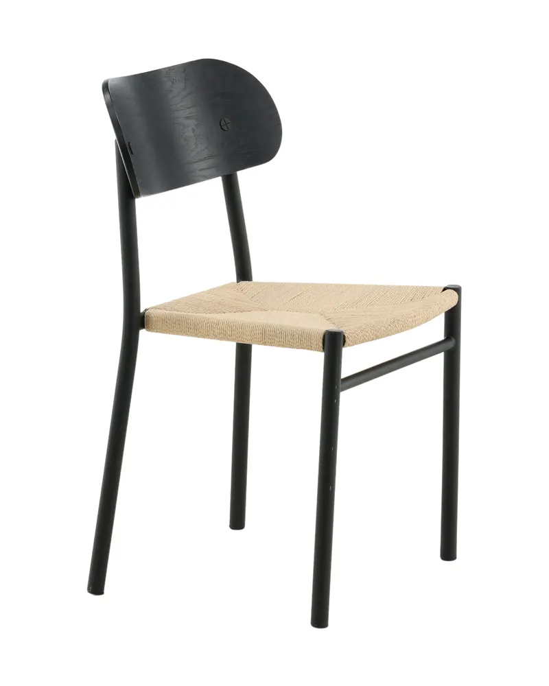 Polly stapelbarer Esszimmerstuhl in Natur, Gestell Schwarz, Rattan, Ansicht 12