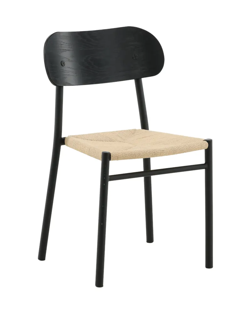 Polly stapelbarer Esszimmerstuhl in Natur, Gestell Schwarz, Rattan, Ansicht 13