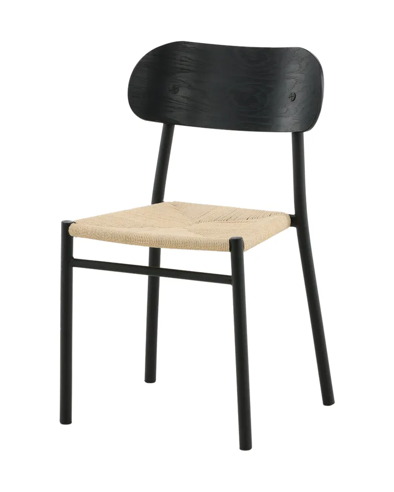 Polly stapelbarer Esszimmerstuhl in Natur, Gestell Schwarz, Rattan, Ansicht 2