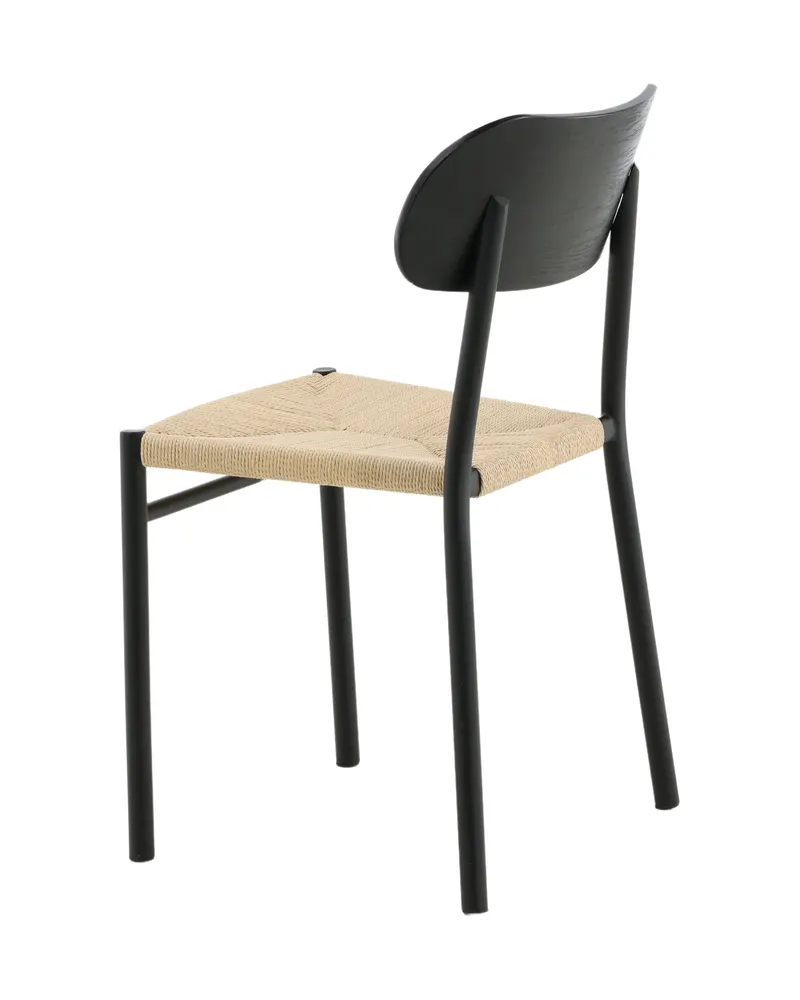 Polly stapelbarer Esszimmerstuhl in Natur, Gestell Schwarz, Rattan, Ansicht 5