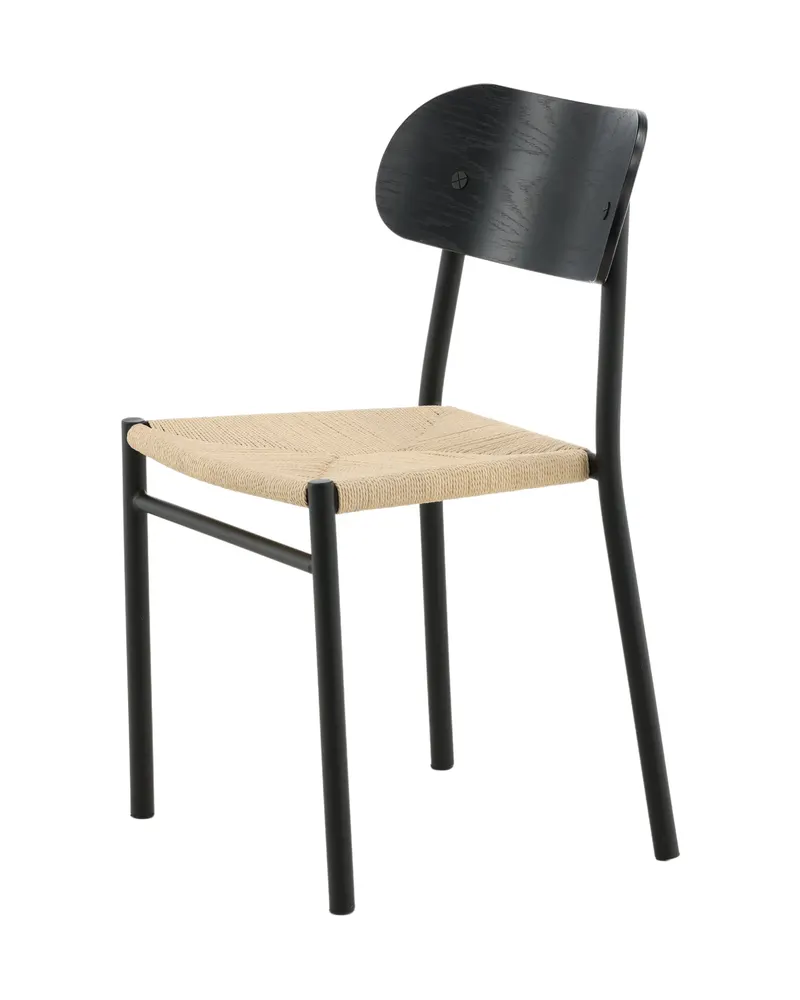 Polly stapelbarer Esszimmerstuhl in Natur, Gestell Schwarz, Rattan, Ansicht 7