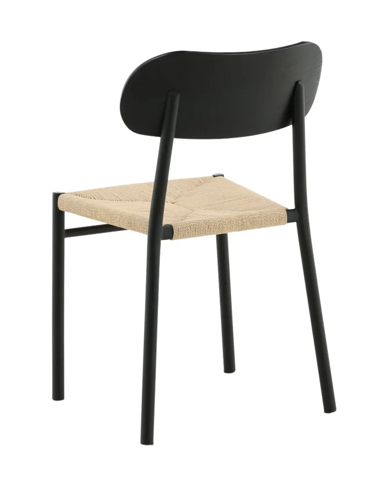 Polly stapelbarer Esszimmerstuhl in Natur, Gestell Schwarz, Rattan, Ansicht 8