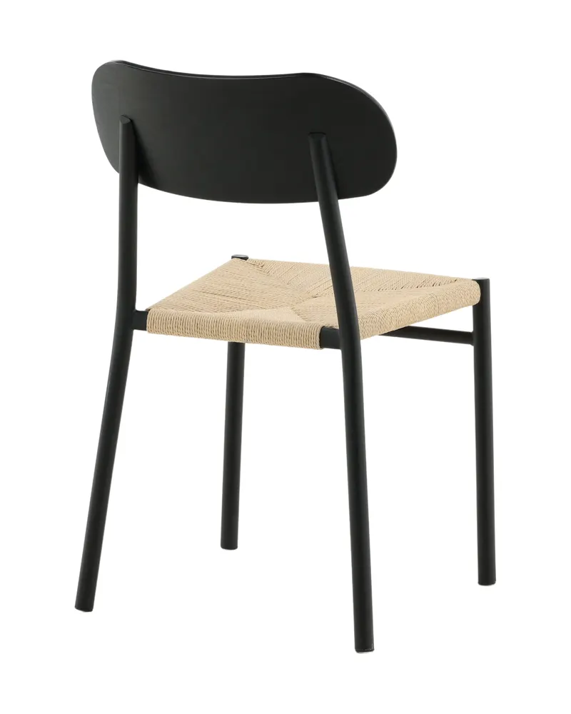 Polly stapelbarer Esszimmerstuhl in Natur, Gestell Schwarz, Rattan, Ansicht 9