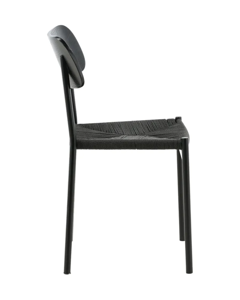Polly stapelbarer Esszimmerstuhl in Schwarz, Rattan, Ansicht 11