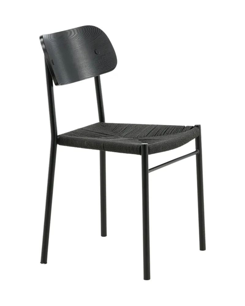 Polly stapelbarer Esszimmerstuhl in Schwarz, Rattan, Ansicht 12