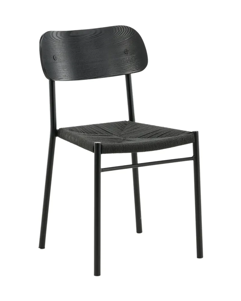 Polly stapelbarer Esszimmerstuhl in Schwarz, Rattan, Ansicht 13