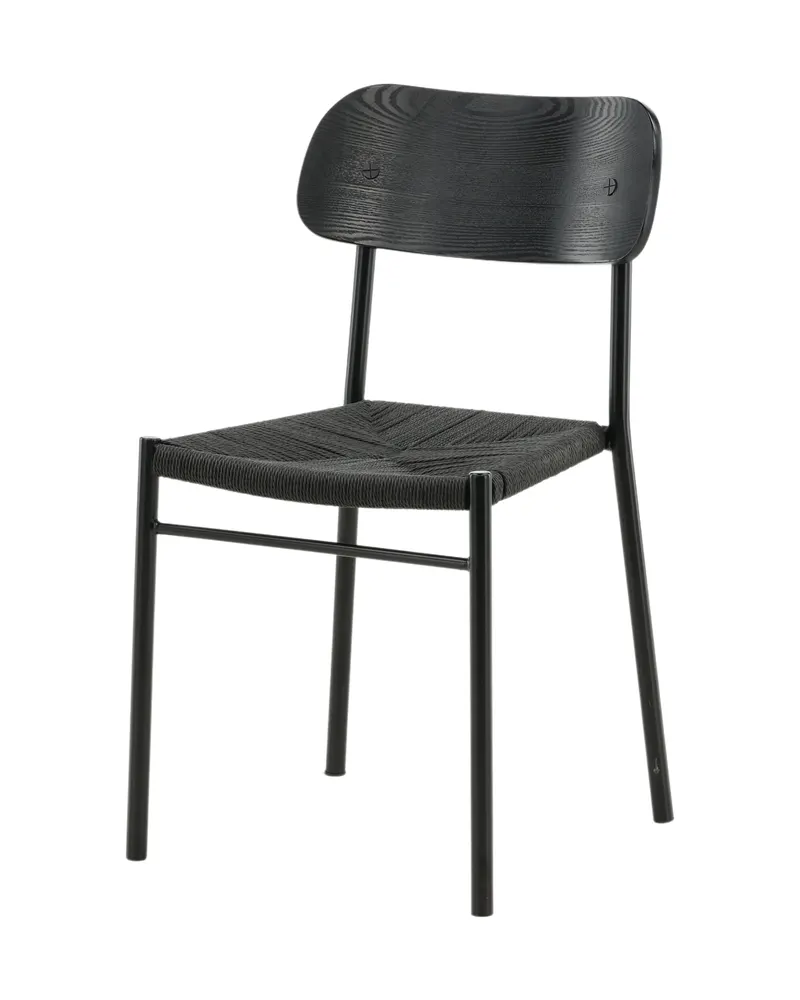 Polly stapelbarer Esszimmerstuhl in Schwarz, Rattan, Ansicht 2