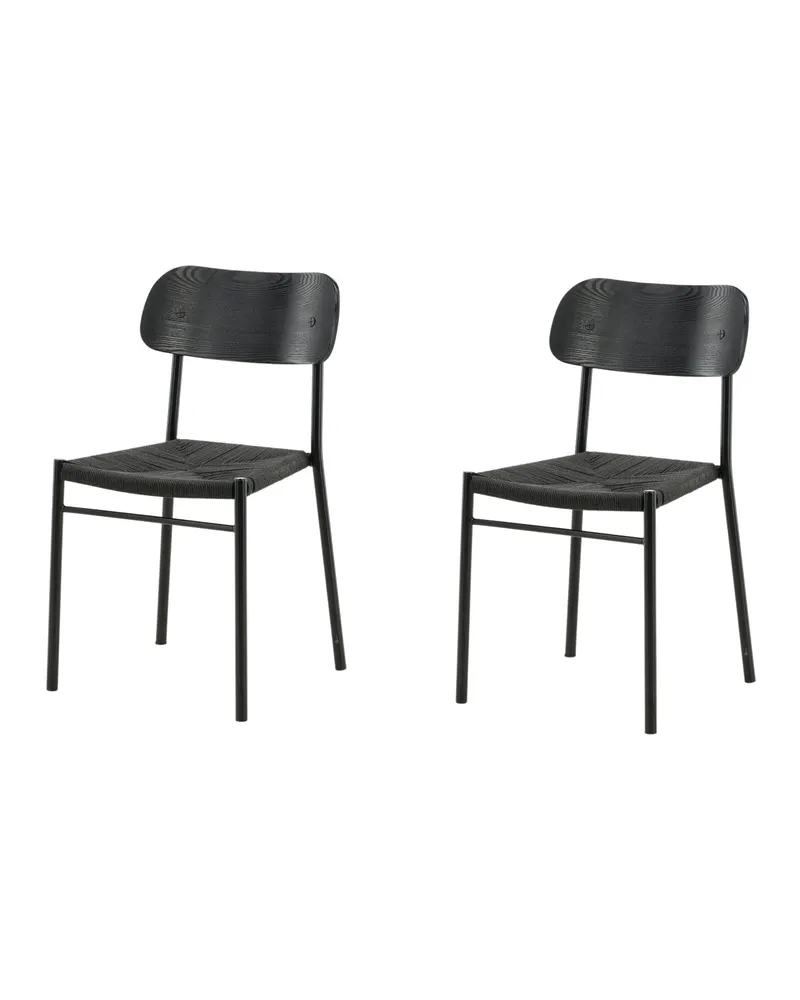 Polly stapelbarer Esszimmerstuhl in Schwarz, Rattan, Ansicht 3