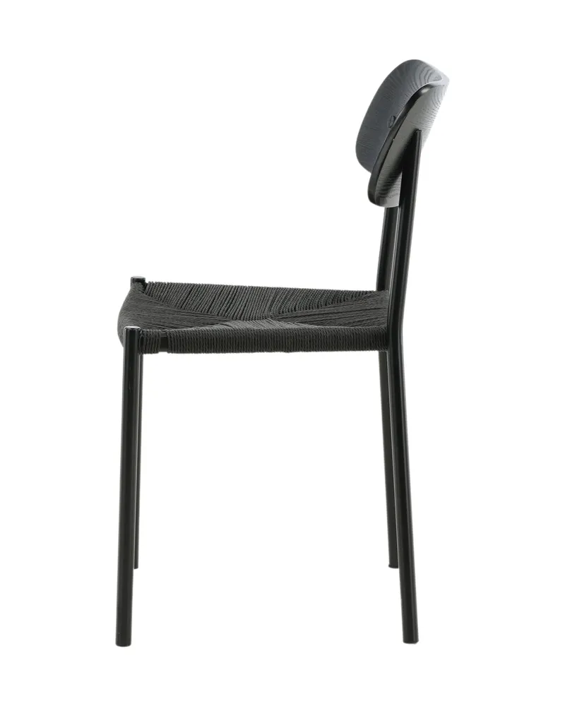 Polly stapelbarer Esszimmerstuhl in Schwarz, Rattan, Ansicht 4