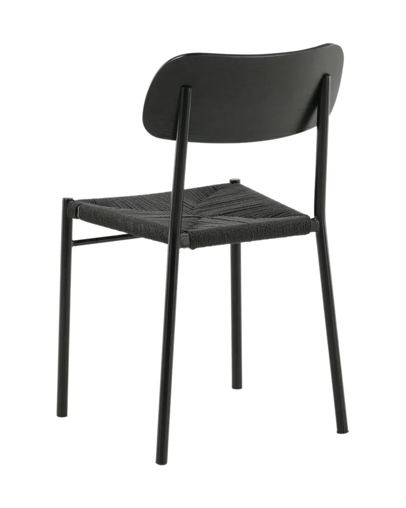 Polly stapelbarer Esszimmerstuhl in Schwarz, Rattan, Ansicht 5