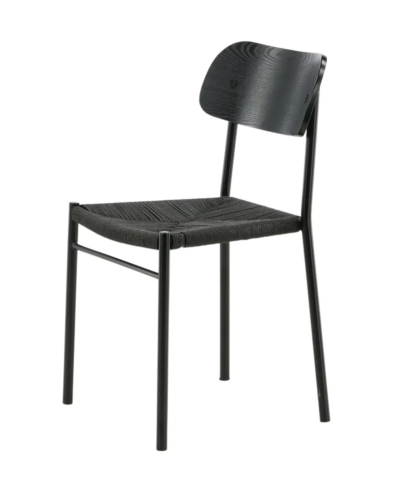Polly stapelbarer Esszimmerstuhl in Schwarz, Rattan, Ansicht 7